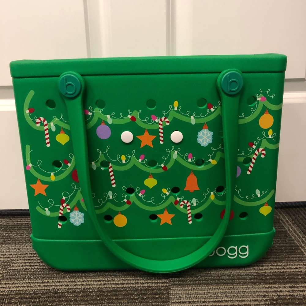 NWT Bogg Bag Baby Bog Christmas tree ornament printed tote bag